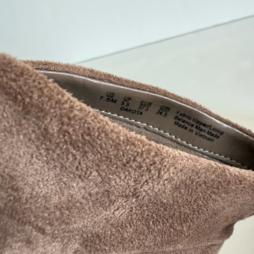 Dr. Scholl’s Dakota Taupe Brown Suede Ankle Booties with Wedge Heel Lace-Up - Picture 7 of 10